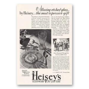 1930 Heiseys Glassware Print Ad | Alluring Etched