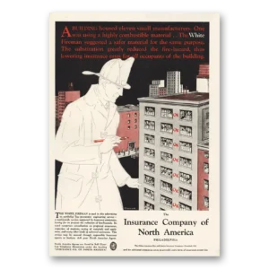 1930 Insurance Company North America INA Print Ad | White Fireman