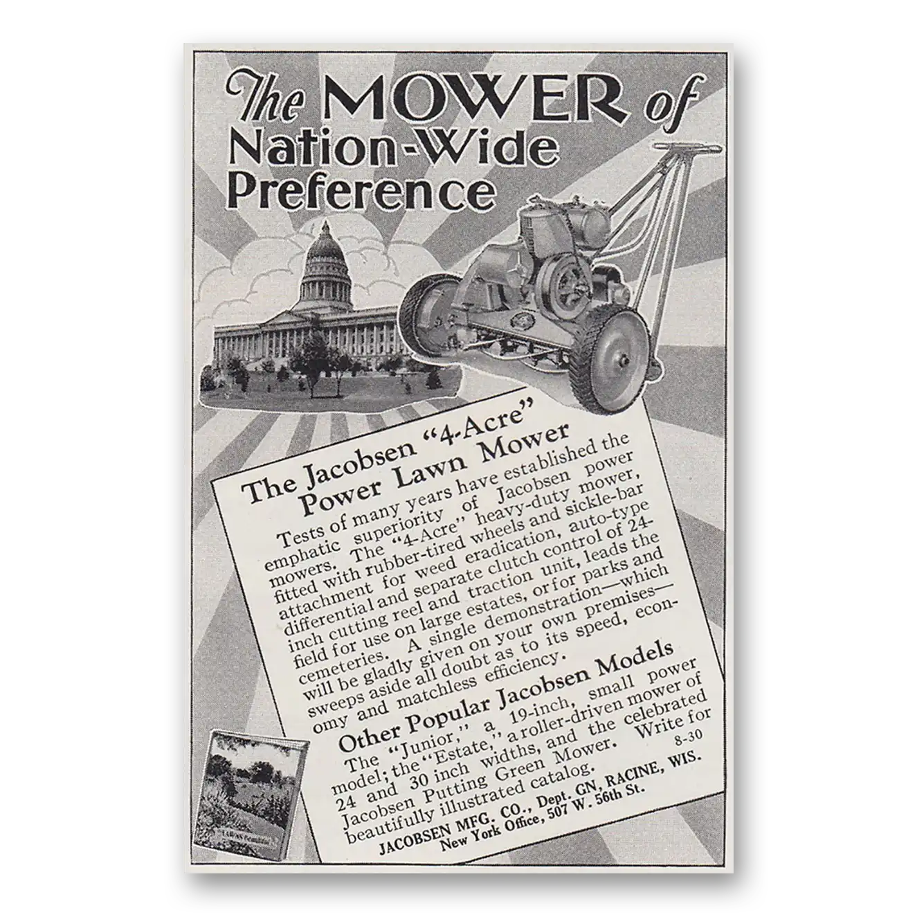 1930 Jacobsen Mowers Print Ad | Mower Nation