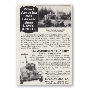 1930 Jacobsen Mowers Print Ad | Junior Lawn Mower