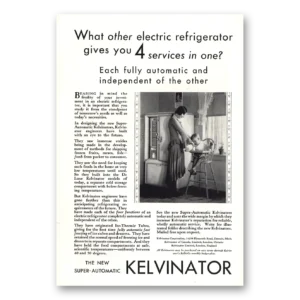 1930 Kelvinator Refrigerator Print Ad | 4 Services