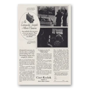1930 Cine Kodak B Camera Print Ad | Extremely Simple