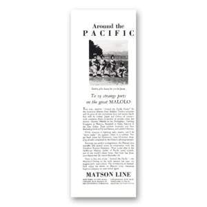 1930 Matson Line Print Ad | Pacific Malolo