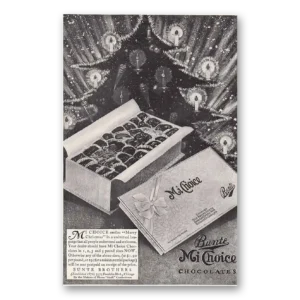 1930 Bunte Mi Choice Chocolates Print Ad | Christmas