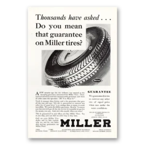 1930 Miller Tires Print Ad | Thousands