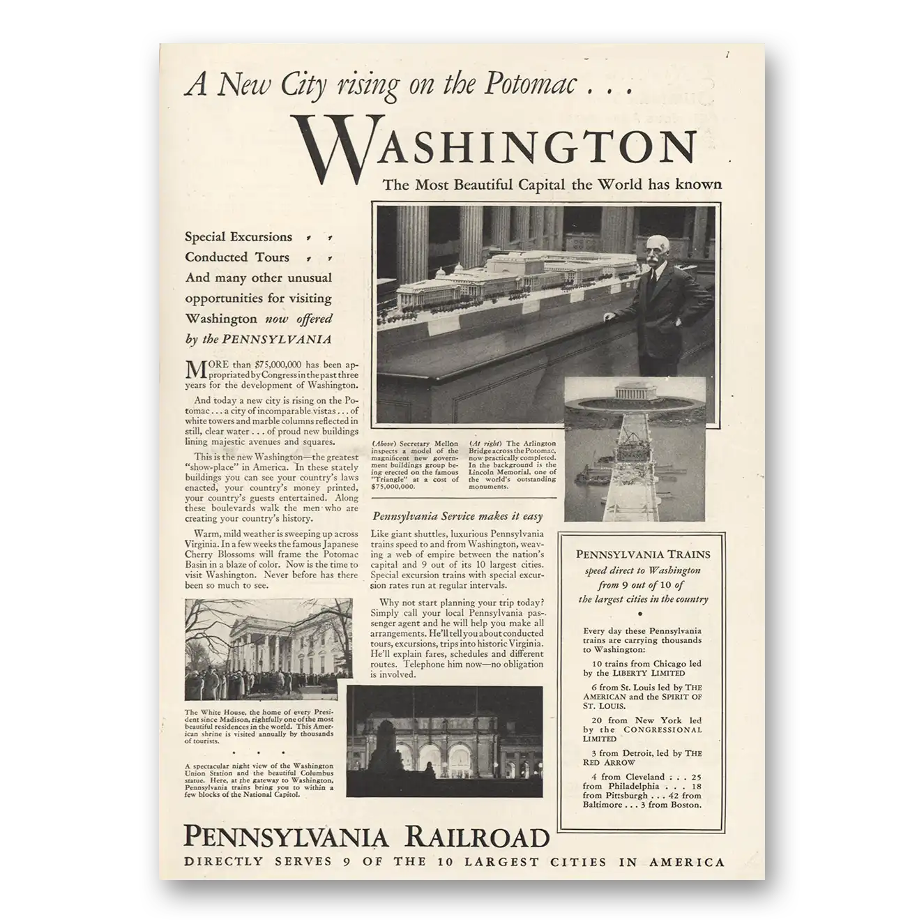 1930 Pennsylvania Railroad Print Ad | Washington