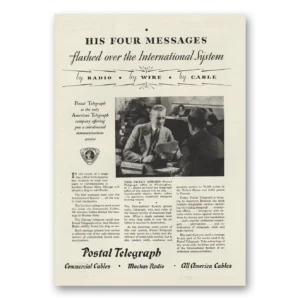 1930 Postal Telegraph Print Ad | His Four Messages