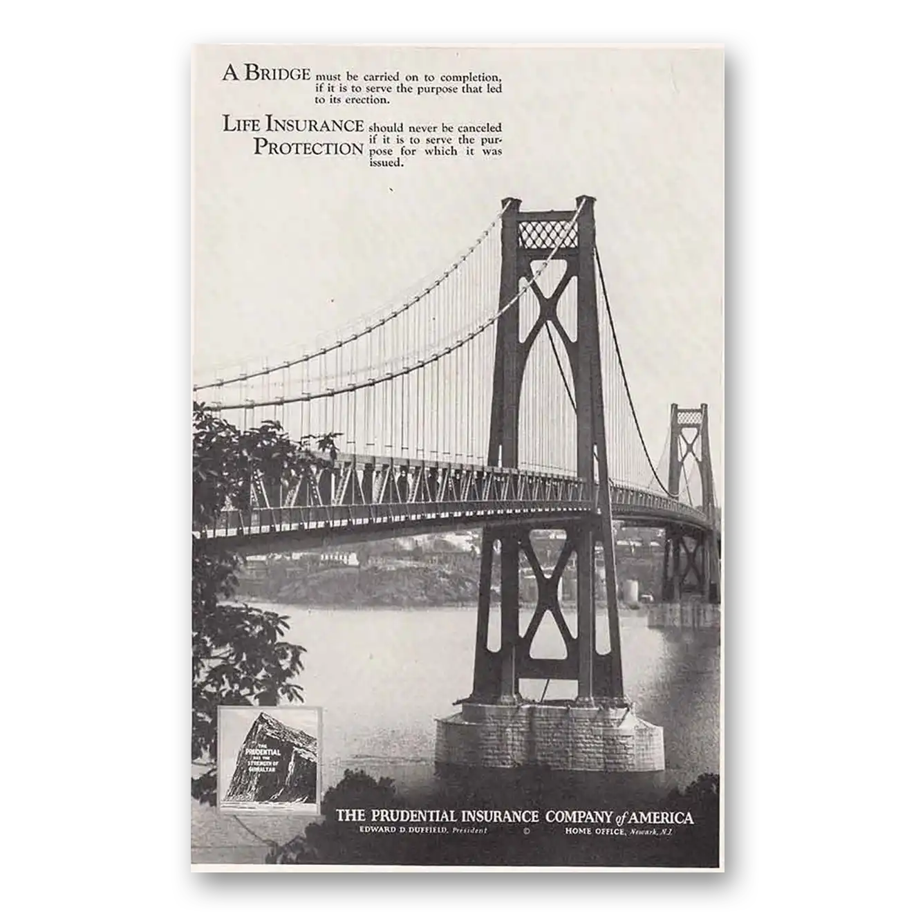 1930 Prudential Insurance Print Ad | Carried On