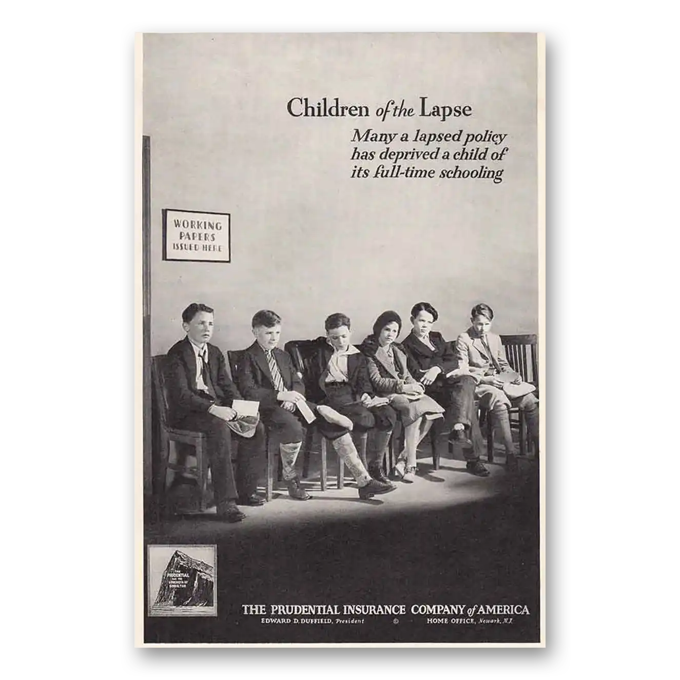 1930 Prudential Insurance Print Ad | Children Lapse