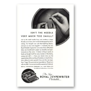 1930 Royal Typewriter Print Ad | Too Small