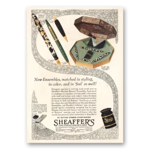 1930 Sheaffers Desk Sets Print Ad | Matched Styling