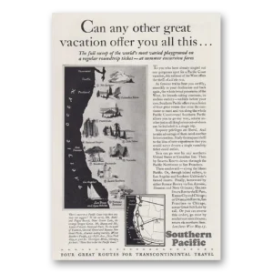 1930 Southern Pacific Print Ad | Vacation Offer