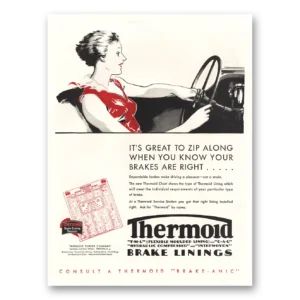 1930 Thermoid Brake Linings Print Ad | Zip Along