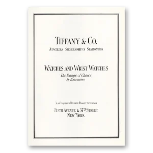 1930 Tiffany & Co Print Ad | Wrist Watches