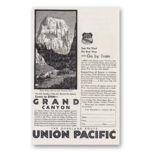 1930 Union Pacific Railroad Print Ad | Grand Canyon
