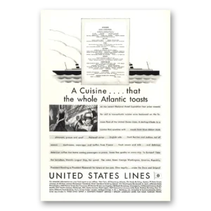 1930 United States Lines Print Ad | Atlantic Toasts