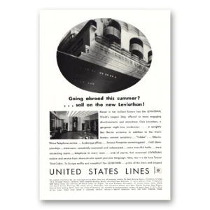 1930 United States Lines Print Ad | Leviathan