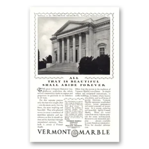 1930 Vermont Marble Print Ad | Vermont Marble