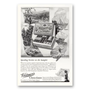 1930 Whitmans Chocolates Print Ad | Speeding Service