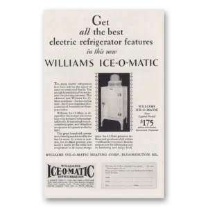 1930 Williams Oil-O-Matic Print Ad | Electric Refrigerator