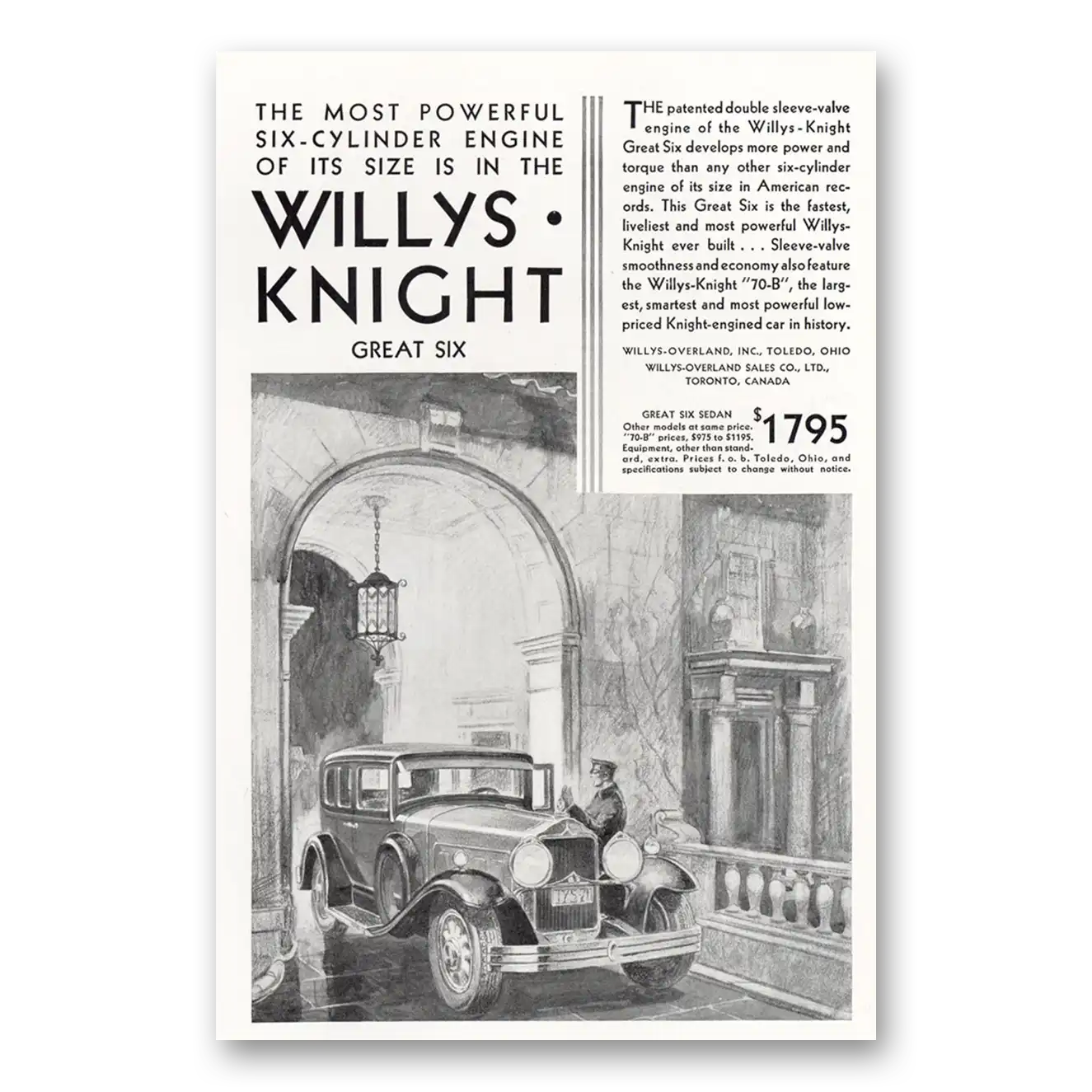 1930 Willys Knight Print Ad | Six Powerful