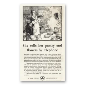 1931 Bell Telephone Print Ad | Sells Her Pastry And Flowers