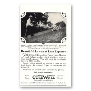 1931 Coldwell Lawn Mower Company Print Ad | Beautiful Lawns