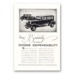 1931 Dodge Print Ad | New Beauty