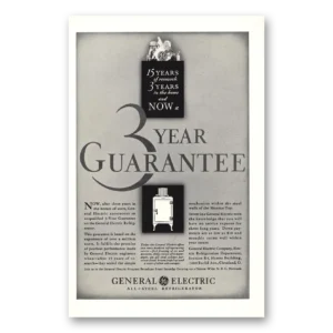 1931 General Electric Refrigerator Print Ad | Three Years