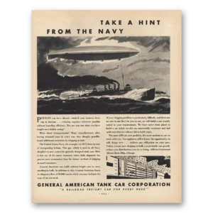 1931 General American Tank Car Print Ad | Hint From Navy