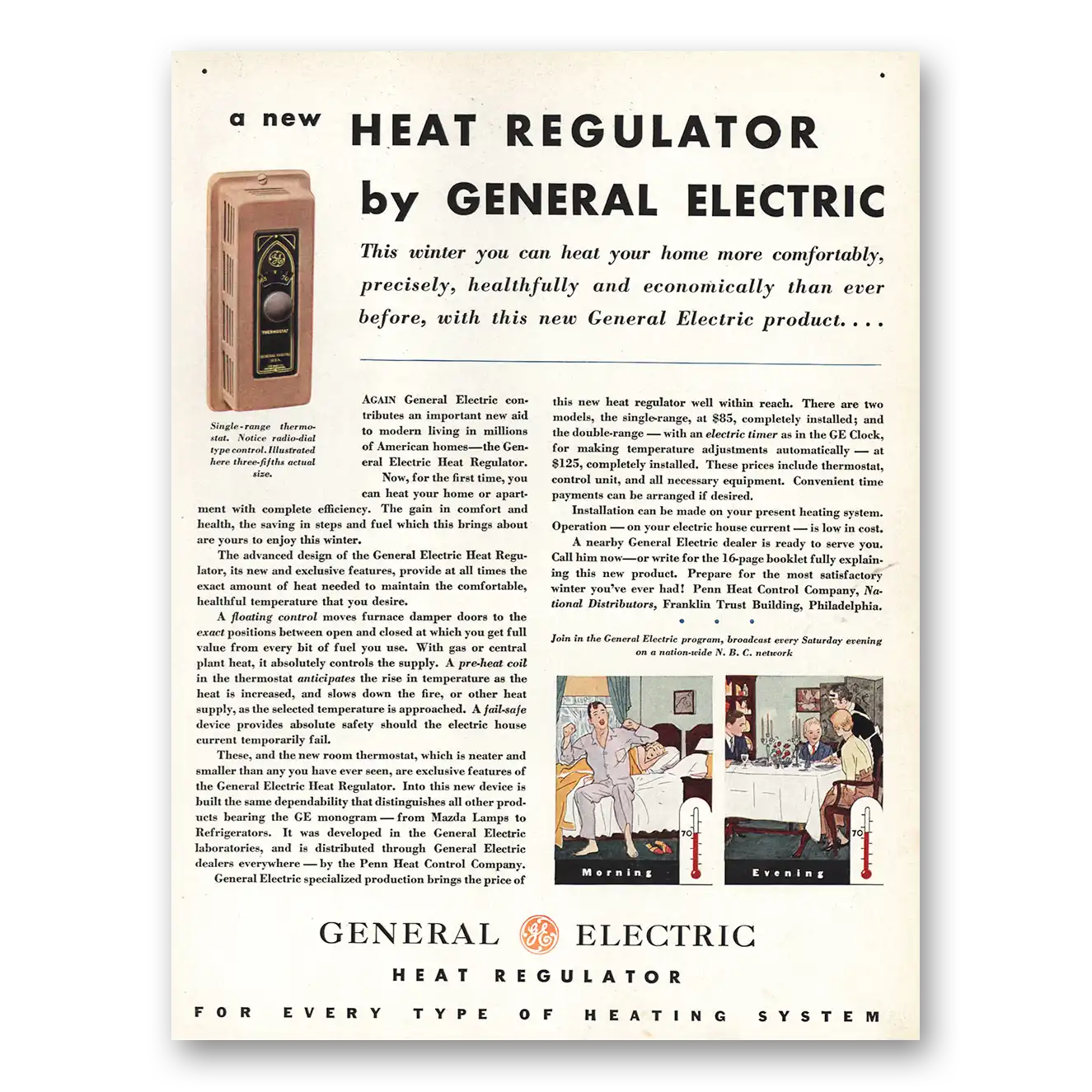 1931 General Electric Heat Regulator Print Ad | Ge This Winter