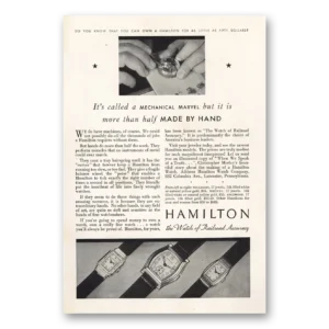 1931 Hamilton Watch Print Ad | Mechanical Marvel