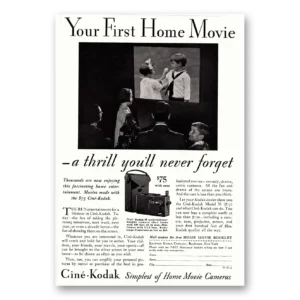 1931 Cine Kodak M Camera Print Ad | First Home Movie