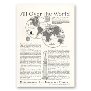 1931 Metropolitan Life Insurance Print Ad | All Over World