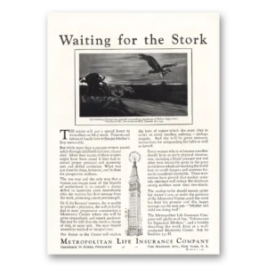 1931 Metropolitan Life Insurance Print Ad | Waiting For Stork
