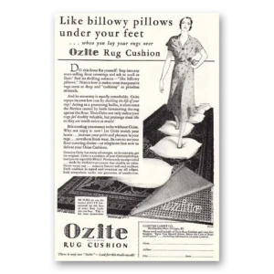 1931 Ozite Carpet Print Ad | Billowy Pillows