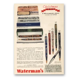 1931 Watermans Pen Print Ad | Christmas 1931