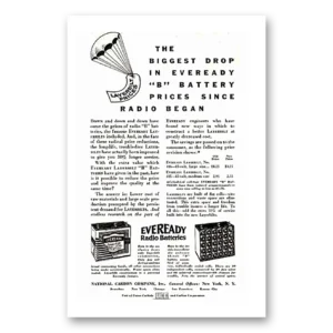 1932 Eveready Batteries Print Ad | Biggest Drop