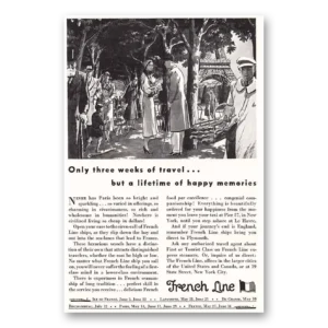 1932 French Line Print Ad | Three Weeks
