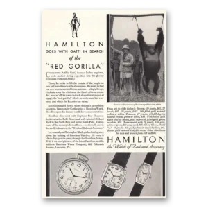 1932 Hamilton Watch Print Ad | Gatti Red Gorilla