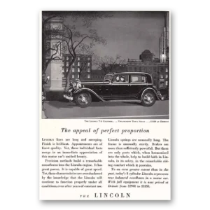 1932 Lincoln Sedan Print Ad | Perfect Proportion