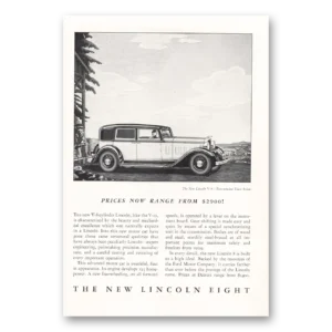 1932 Lincoln Eight Print Ad | Prices Range