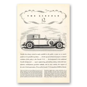 1932 Lincoln V12 Print Ad | Nearly Perfect