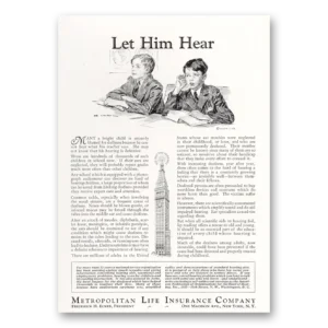 1932 Metropolitan Life Insurance Print Ad | Let Him Hear