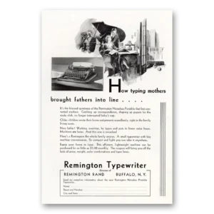 1932 Remington Typewriter Print Ad | Typing Mothers