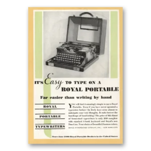 1932 Royal Typewriter Print Ad | Writing