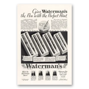 1932 Watermans Pen Print Ad | Perfect Point