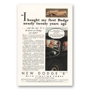 1933 Dodge Eight Print Ad | Twenty Years Ago