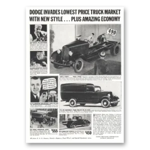 1933 Dodge Trucks Print Ad | Lowest Price