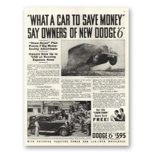 1933 Dodge Six Print Ad | Save Money